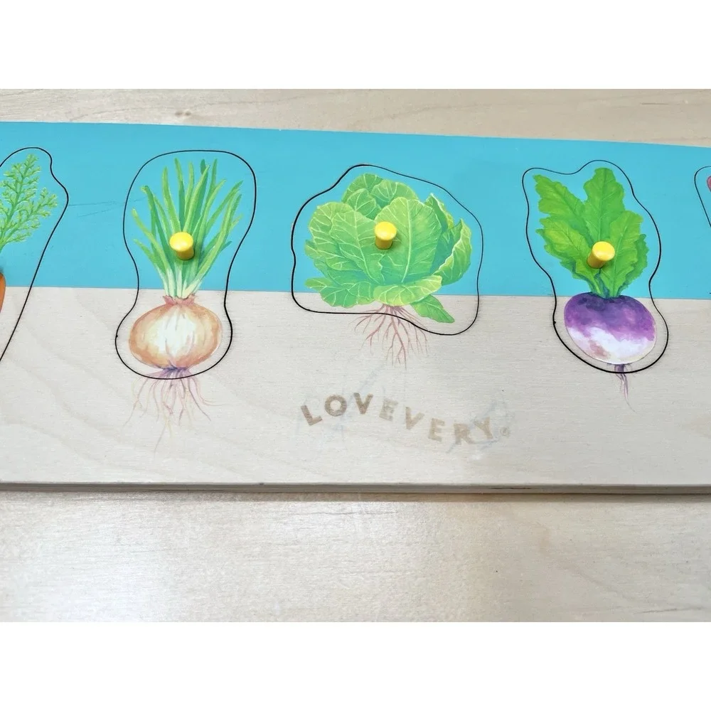 Lovevery Wooden Puzzle Vegetable Community Garden Edition Montessori